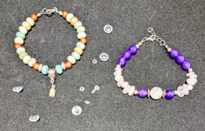 Bracelets artisanaux: Amazonite multi/ Quartz rose.