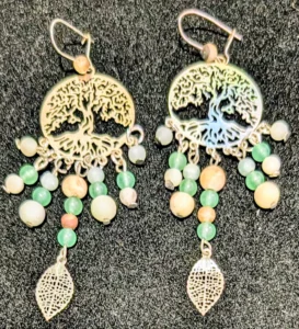 Boucles d'oreilles artisanales: Aventurine verte et Amazonite multi (4 et 6mm)