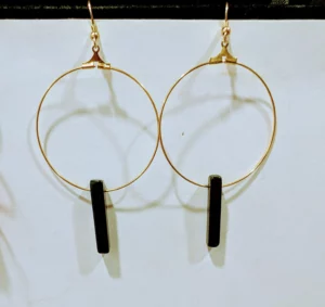 Boucles d'oreilles artisanales: Obsidienne noire